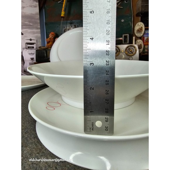 Vtg 60's Melamine Melmac Circle 4-Dinner Plates/1-Serving Lrg Bowl - Picture 7 of 7